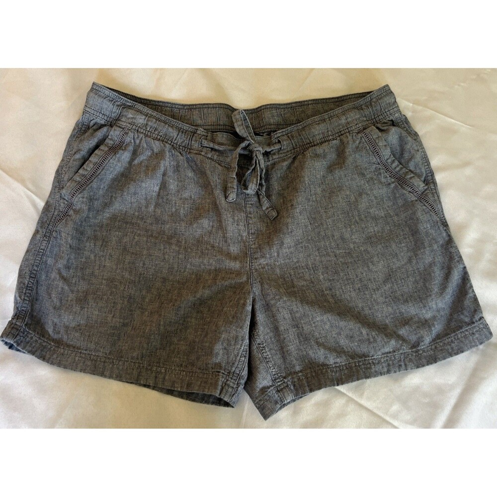 Eddie Bauer Briar Linen Blend Shorts Womens 2XL Beach Eyelet Blue Drawstring